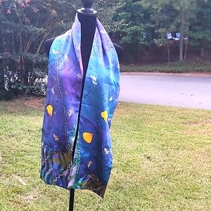 Annabelle Stein Scarf 100% Silk Handpainted Silk Charmeuse